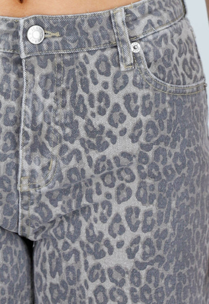 NEW220426 Leopard Print Wide Leg Jeans