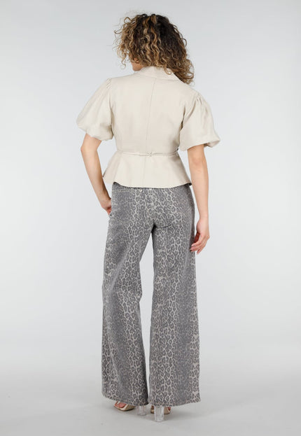 NEW220426 Leopard Print Wide Leg Jeans