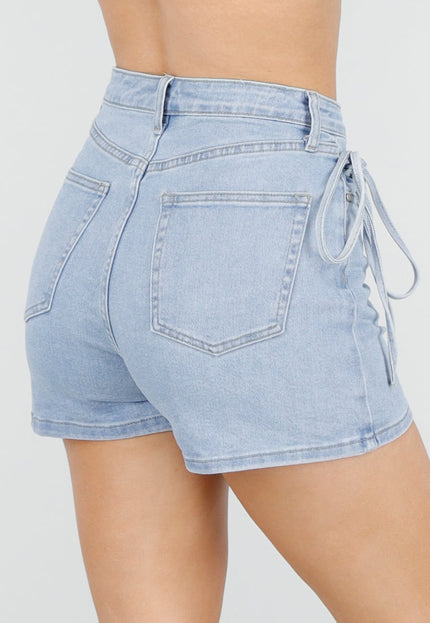 NEW220426 Lichtblauwe Denim Skort met Strik