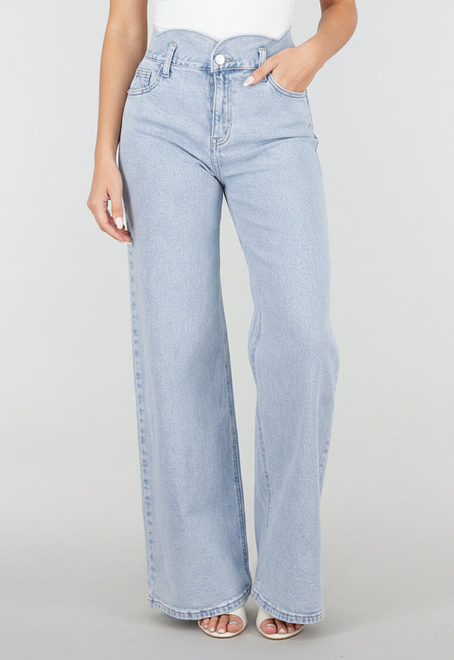 NEW220426 Lichtblauwe High Waist Wide Leg Jeans