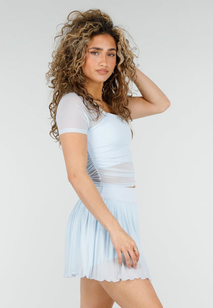 NEW220426 Lichtblauwe Mesh Crop Top