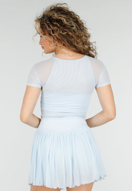 NEW220426 Lichtblauwe Mesh Crop Top