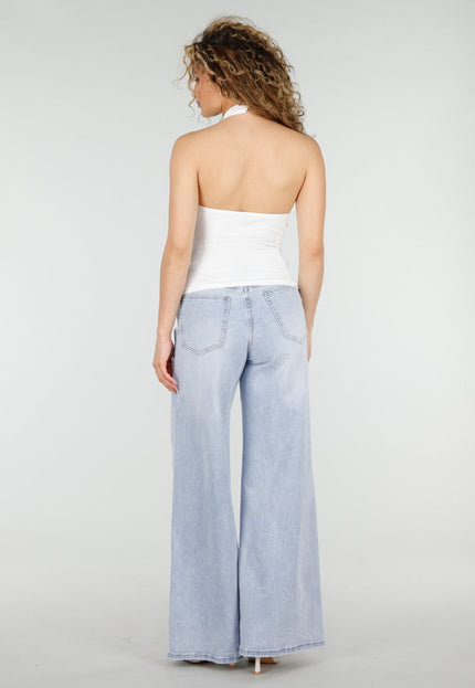 NEW220426 Witte Halter Top met Kant en Mesh