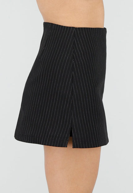 NEW220426 Zwarte Pinstripe Mini Skort