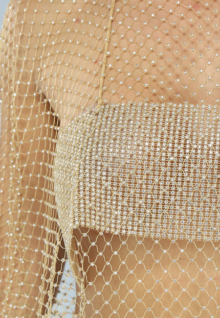 NEW2205 2-Delige Gouden Fishnet Glitter Set