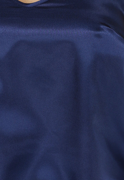 NEW2205 Dubbele Lichtblauwe en Donkerblauwe Satijnen Pyjama Set