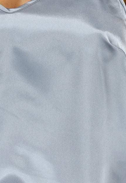 NEW2205 Dubbele Lichtblauwe en Donkerblauwe Satijnen Pyjama Set