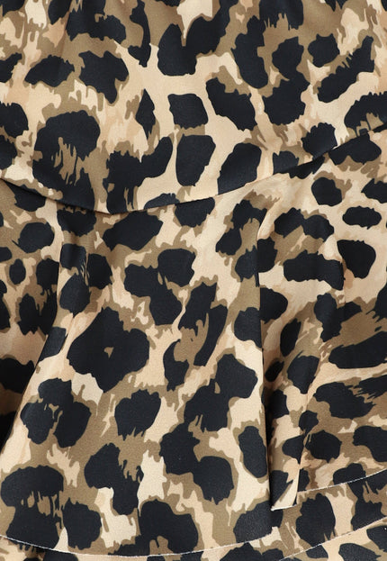 NEW2205 Geplooide Skort met Panterprint