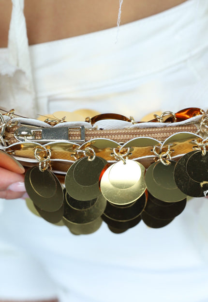 NEW2205 Gouden Tasje met Grote Pailletten