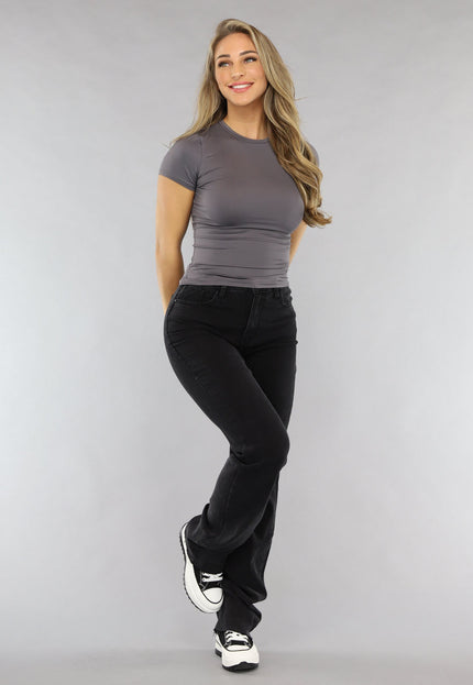 NEW2205 Grijs Korte Mouwen T Shirt met Stretch