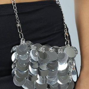 NEW2205 Klein Zilveren Tasje met Pailletten