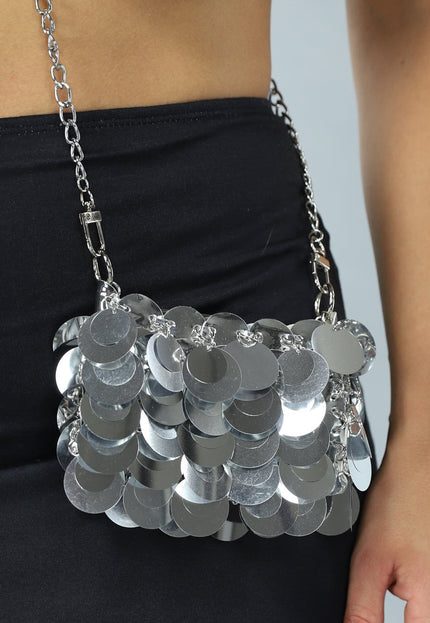 NEW2205 Klein Zilveren Tasje met Pailletten