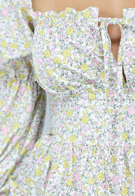 NEW2205 Layered Longsleeve Zomerjurkje met Bloemenprint