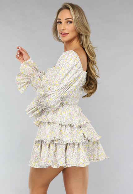 NEW2205 Layered Longsleeve Zomerjurkje met Bloemenprint