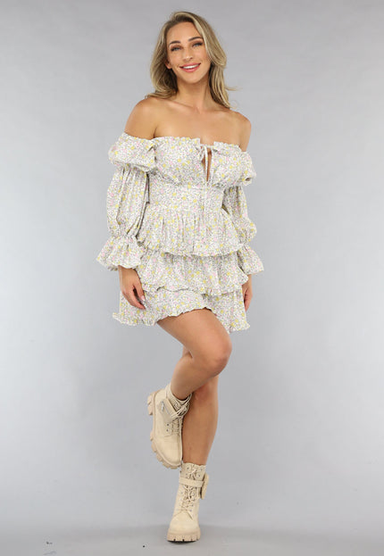 NEW2205 Layered Longsleeve Zomerjurkje met Bloemenprint