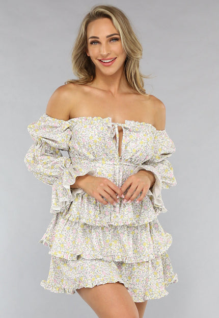 NEW2205 Layered Longsleeve Zomerjurkje met Bloemenprint