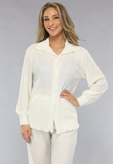 OP=OP.49.NL Witte Glanzende Matching Set van Plissé Stof