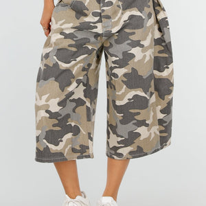 NEW220726 Beige Camouflage Bermuda Jort