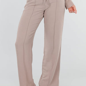 NEW220726 Beige Wide Leg Broek met Strikkoord