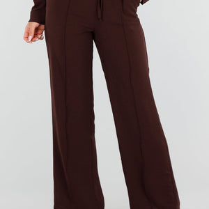 NEW220726 Bruine Wide Leg Broek met Strikkoord