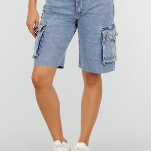 NEW220726 Denim Cargo Bermuda Jort