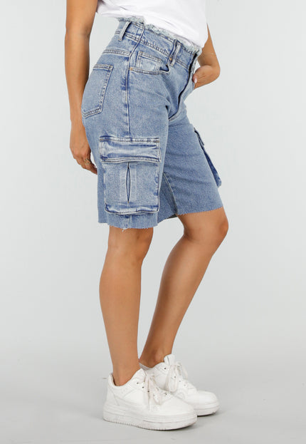 NEW220726 Denim Cargo Bermuda Jort