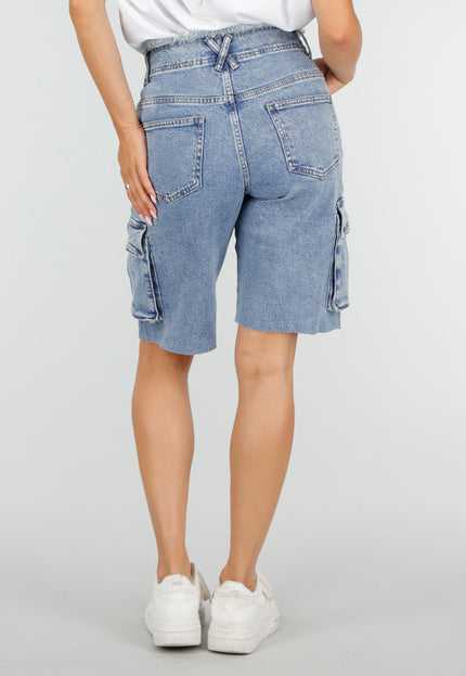 NEW220726 Denim Cargo Bermuda Jort