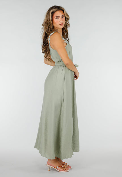 NEW220726 Lichtgroene Maxi Jurk met Kant