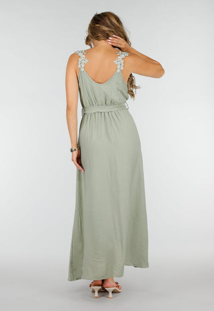 NEW220726 Lichtgroene Maxi Jurk met Kant