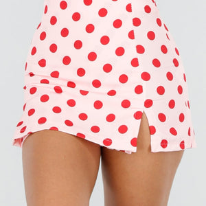 NEW220726 Roze Polkadot Skort