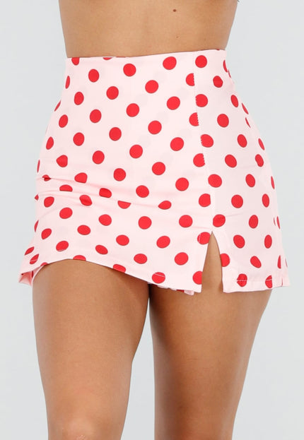 NEW220726 Roze Polkadot Skort