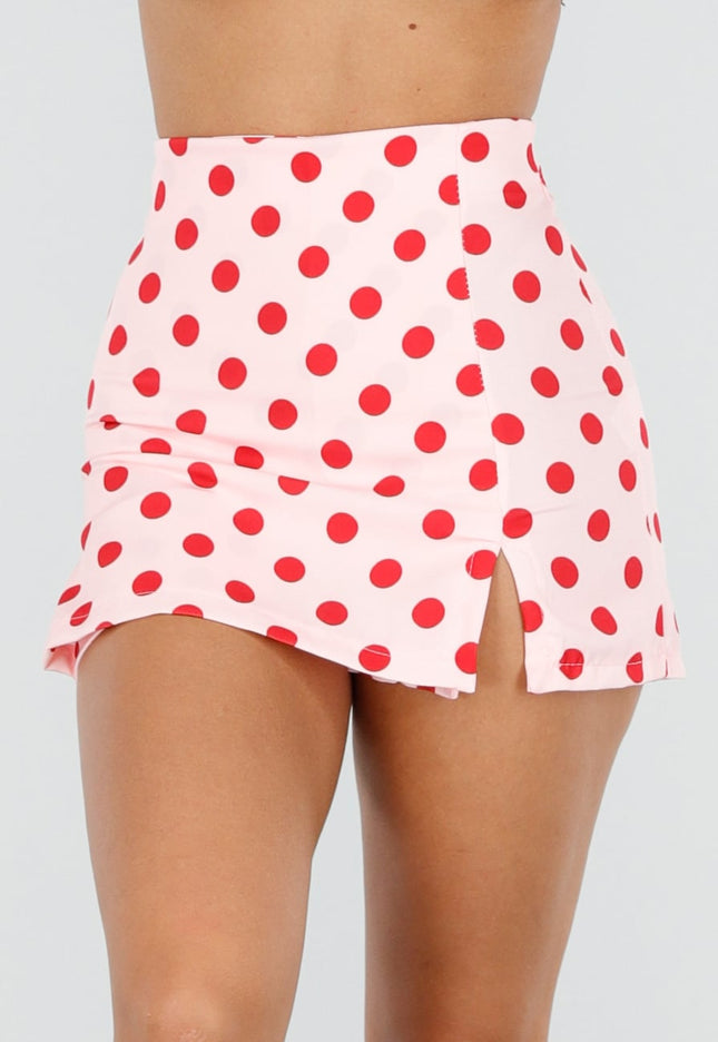 NEW220726 Roze Polkadot Skort