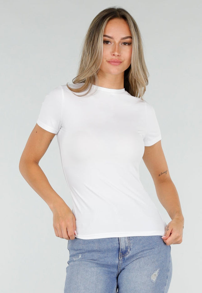 NEW220726 Wit Naadloos Shaping Stretch T-Shirt