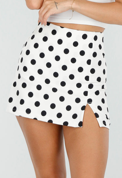 NEW220726 Witte Polkadot Skort