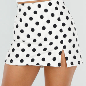 NEW220726 Witte Polkadot Skort