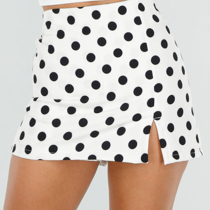 NEW220726 Witte Polkadot Skort