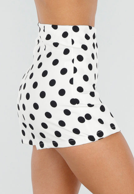 NEW220726 Witte Polkadot Skort