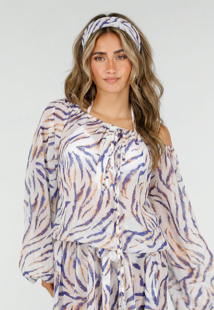 NEW220726 Witte Zebra Print Jurk met Bandana