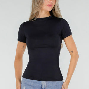 NEW220726 Zwart Basic T-Shirt met Korte Mouwen
