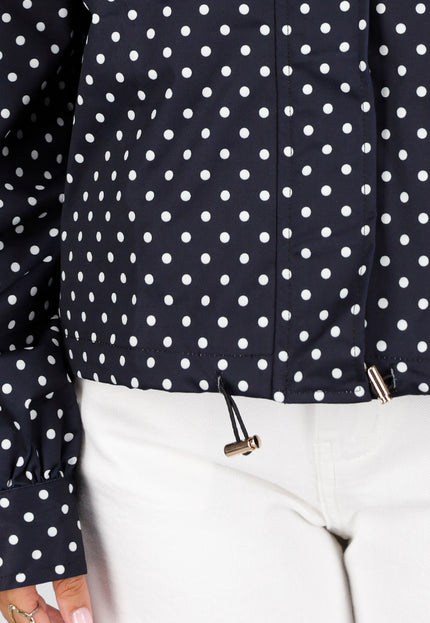 NEW220726 Zwarte Polkadot Jas met Ritssluiting