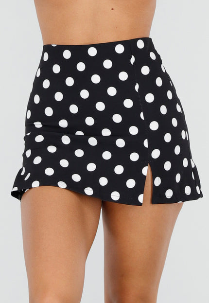 NEW220726 Zwarte Polkadot Skort