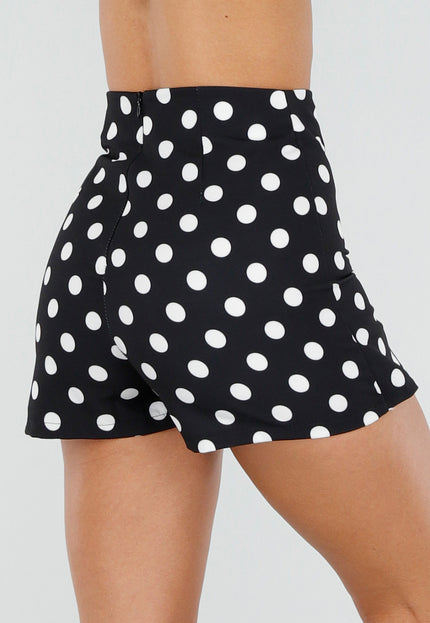 NEW220726 Zwarte Polkadot Skort