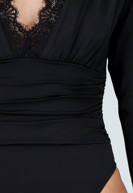NEW220726 Zwarte Stretch String Body met Kant
