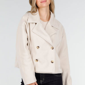 NEW221025 Beige Korte Trenchcoat