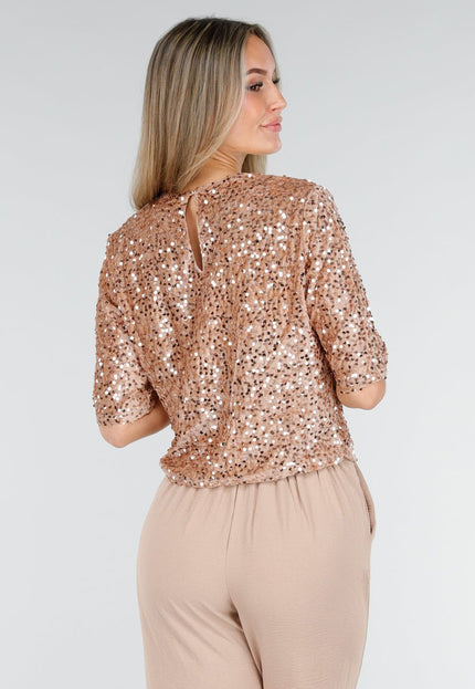 Beige Pailletten Top