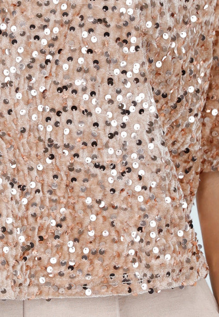 Beige Pailletten Top