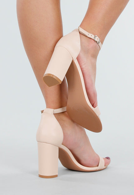 NEW221025 Beige Sandalen met Blokhak