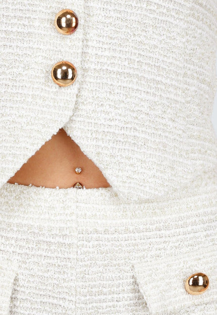 NEW221025 Beige Tweed Two Piece Set