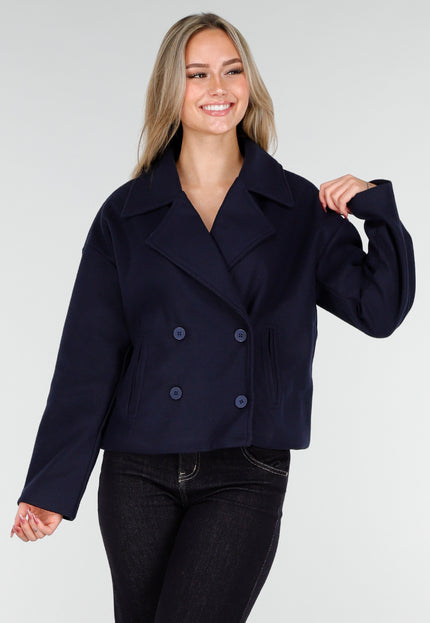 NEW221025 Blauwe Korte Trenchcoat