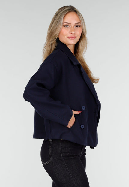 NEW221025 Blauwe Korte Trenchcoat